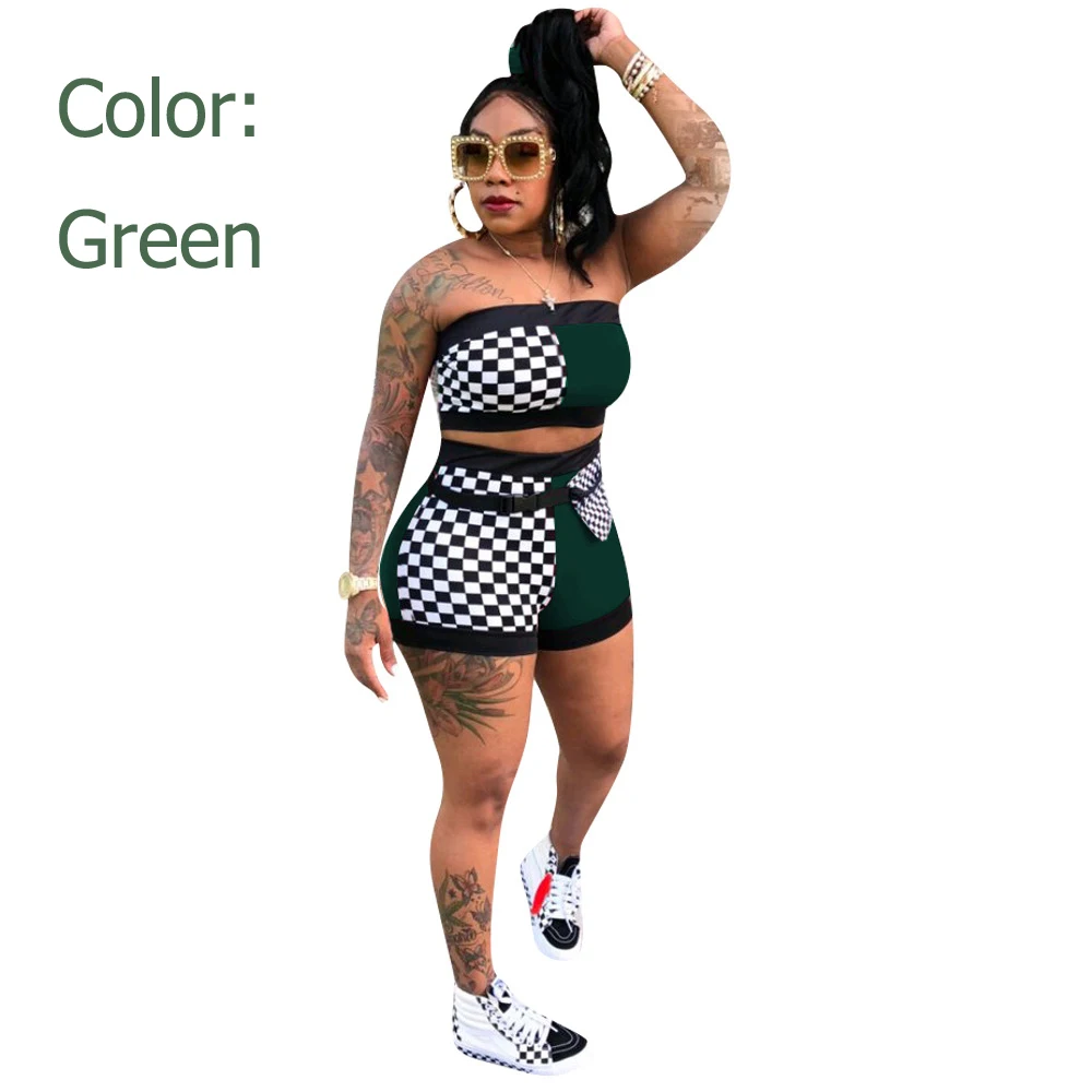 

amazon top seller 2021 Galaxy Tube 2 Piece Pants Set Summer Outfits Two Piece Biker Short Sets For Women Clothing, Picture