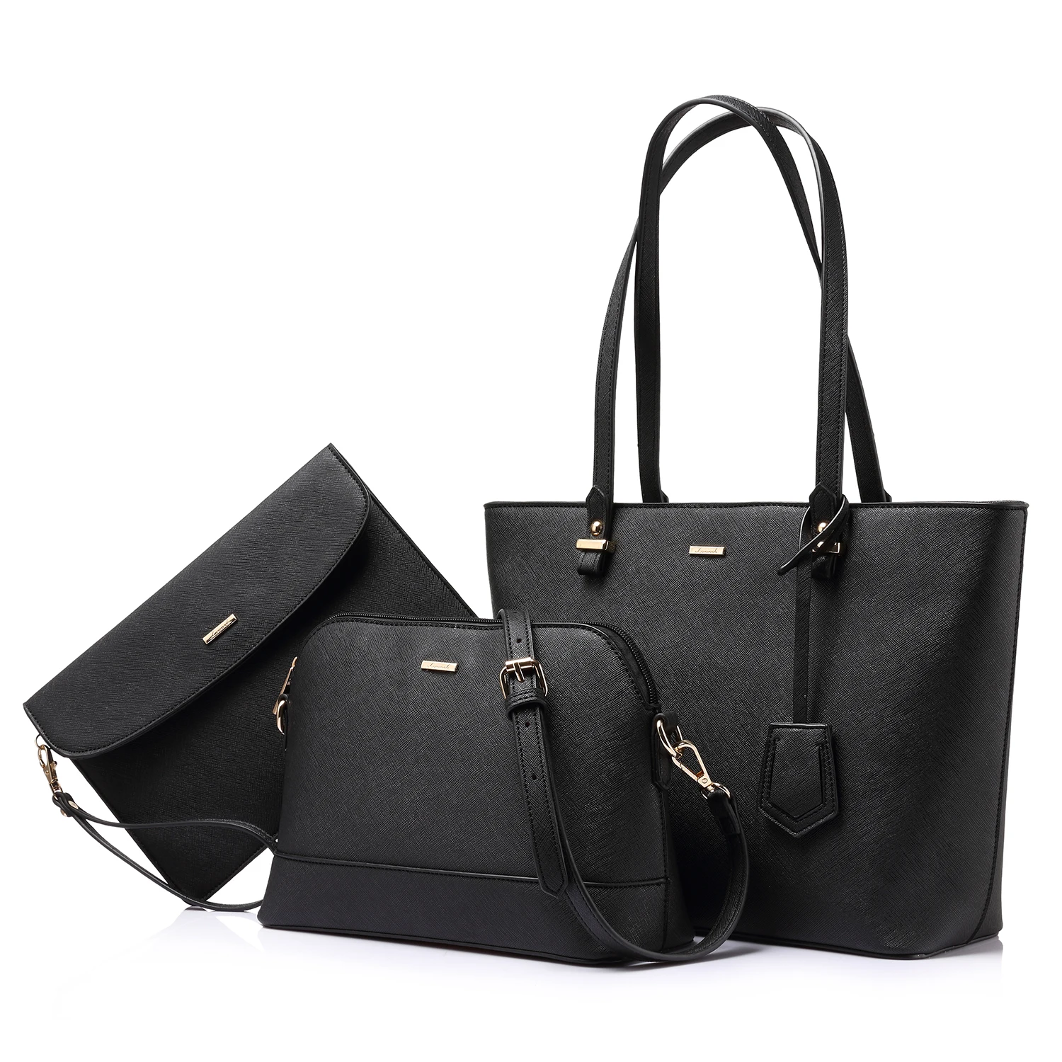 LOVEVOOK Wholesale 3pc Classic Tote Bags Set Messager Crossbody Shoulder Bags for Womens Girls Custom Luxury Purses and Handbags
