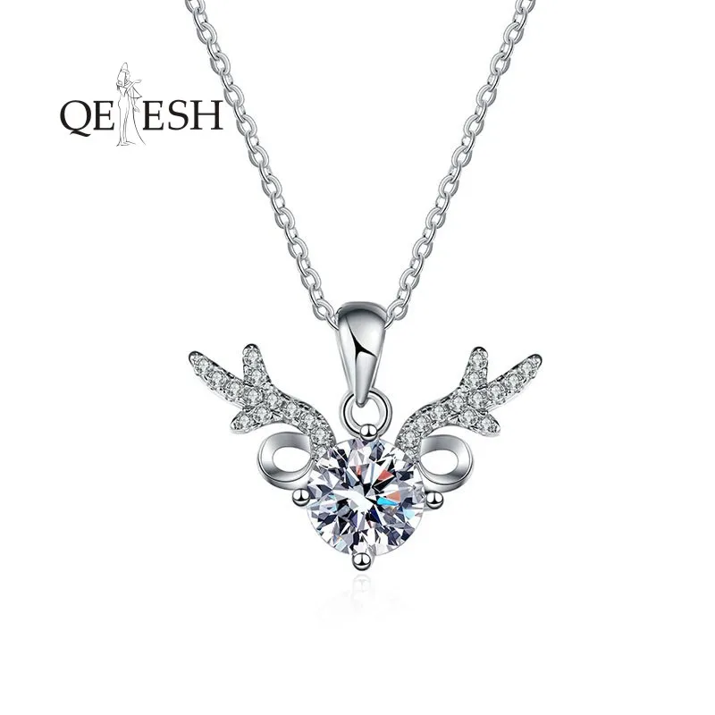 

Qetesh Pendants Custom Chain for Necklace Women Christmas Gift Fashion Elk Antlers