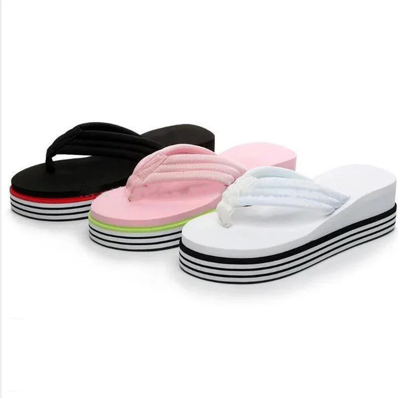 

Hot sale summer solid color ladies slippers sexy platform women's outdoor flip flops, White ,yellow ,black, rose red