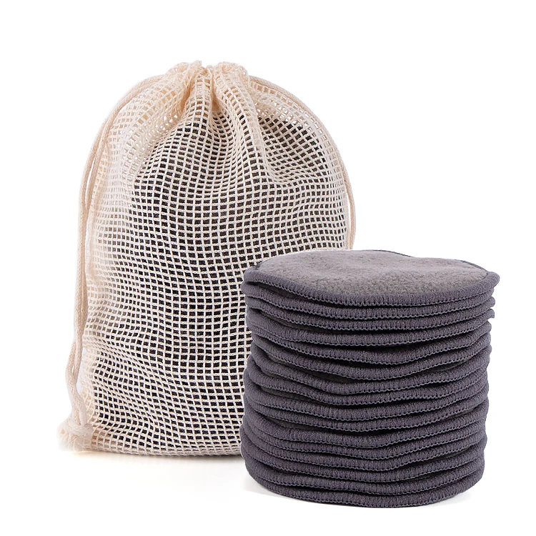 

Eco friendly Black Washable Bamboo Charcoal Facial Cleansing Makeup Remover Pads