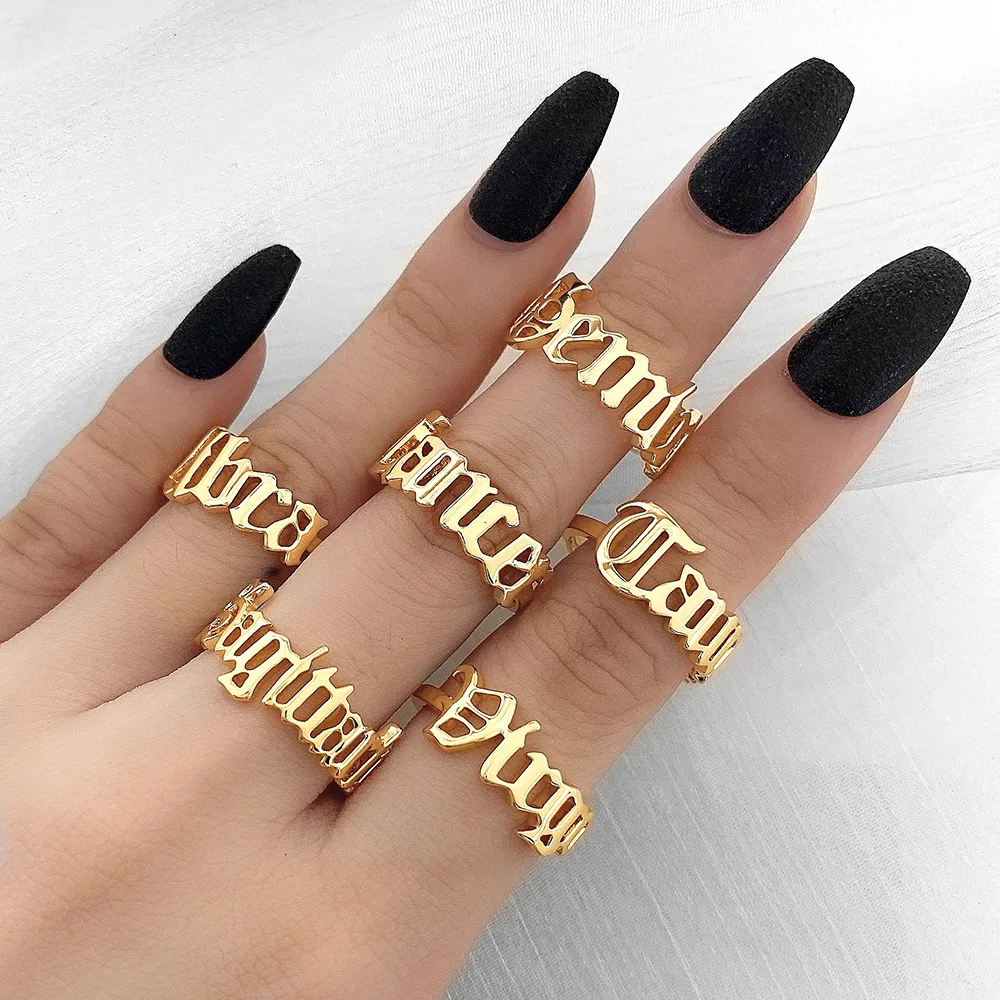 

Gold Plated 12 Zodiac Stainless Steel Open Adjustable Rings