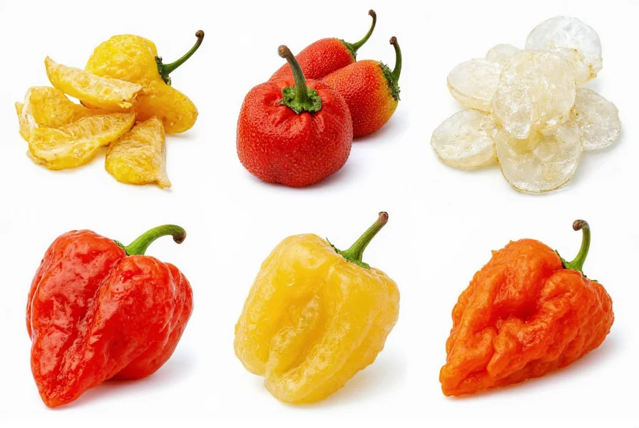 Various preservation methods for lemon drop chili peppers including dried, frozen, and pickled examples