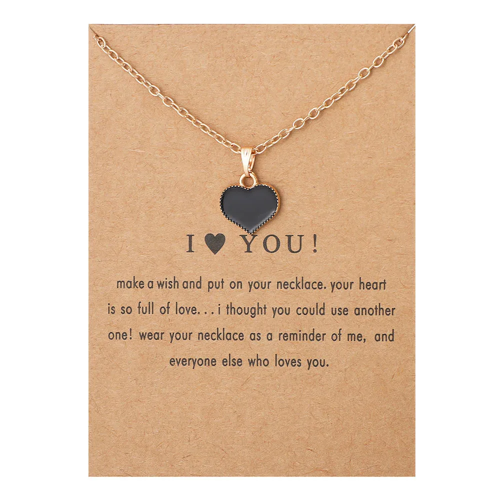

Korean Necklace Fashion Jewelry I Love You Drop Oil Peach Heart Pendant Message Necklace