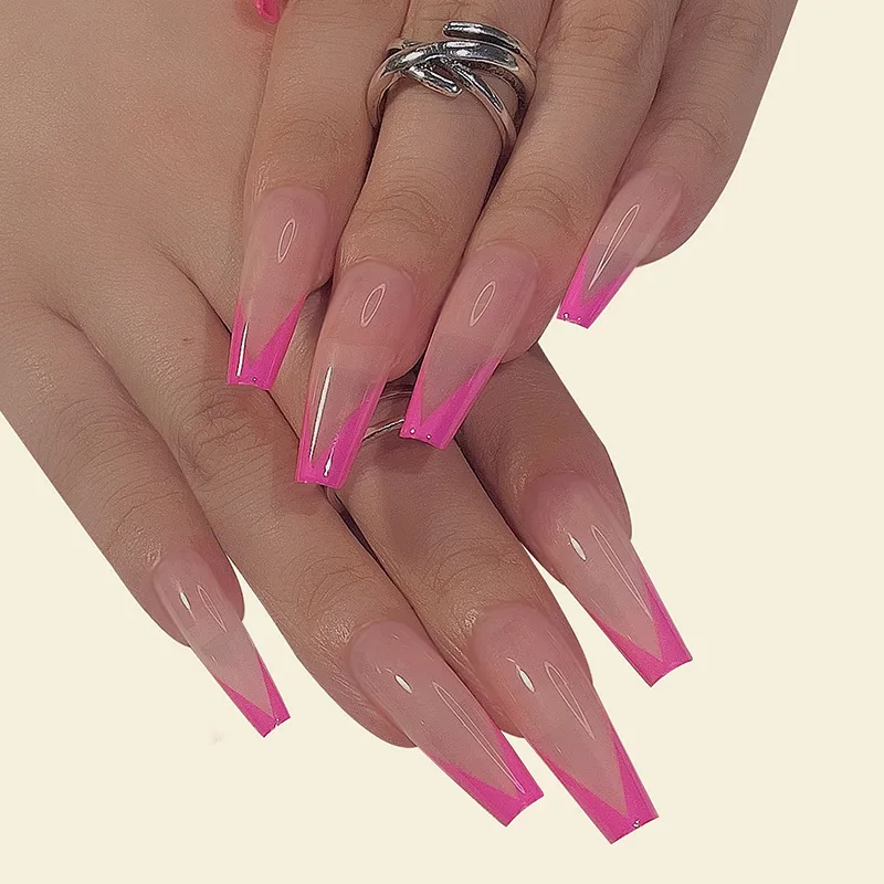 

Wholesale Nail Tips Pink Flame Long Ballet Nail Tips for Nail Beauty, As picture