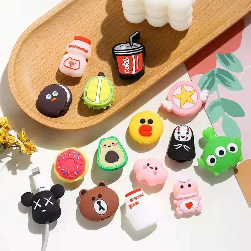 

Cute Cartoon Phone Protector USB Cable For iPhone Cable Animal Bite Wire Organizer Holder