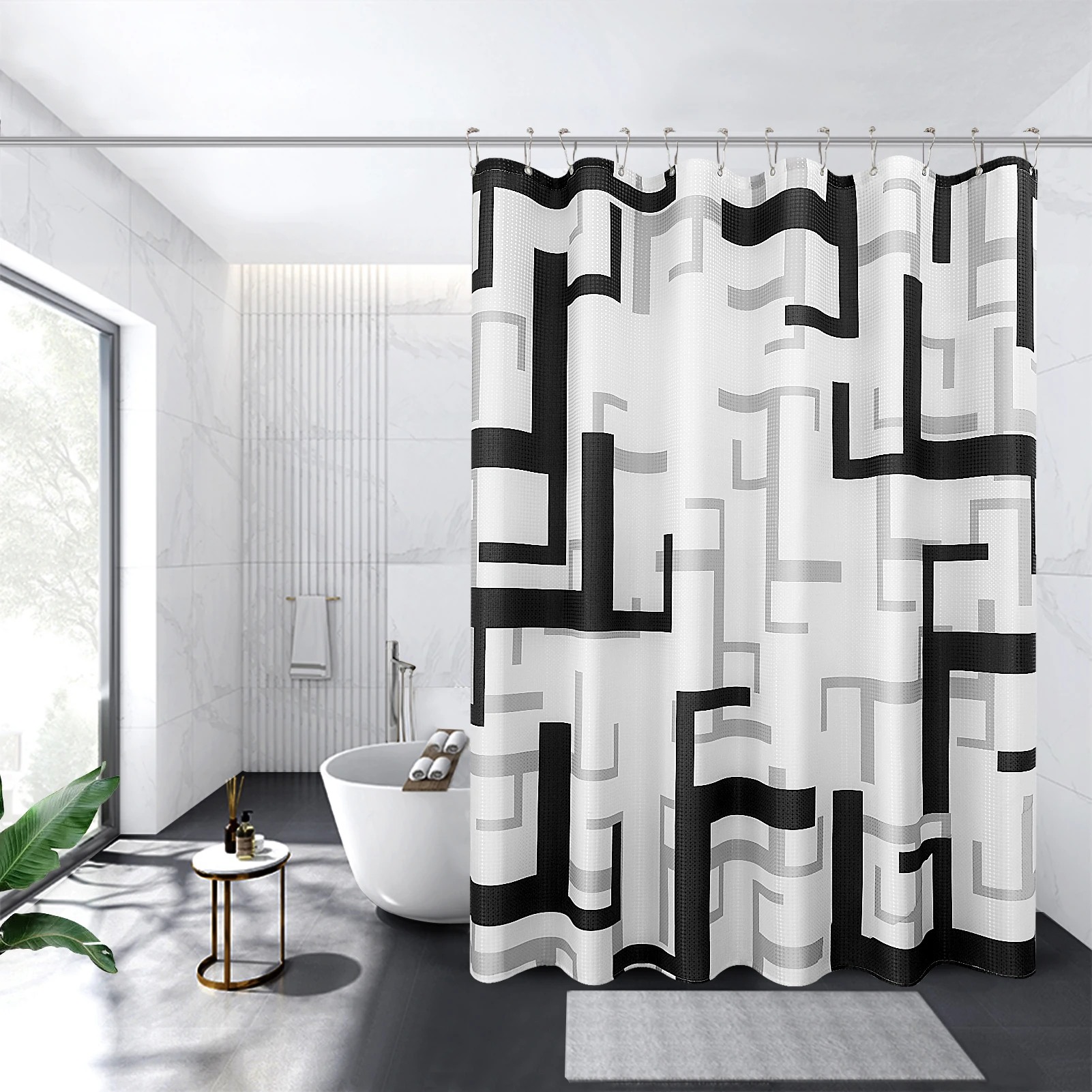 

36*72 inch 100% Polyester hotel quality custom size black bathroom shower curtain, As color card
