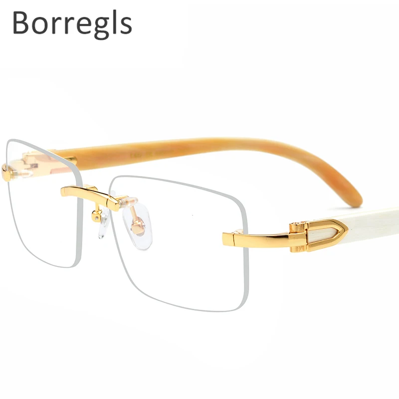 Borregls Buffalo Horn Glasses Men Square Women Prescription Eyeglasses Frames Luxury Optical Eyewear 8100907