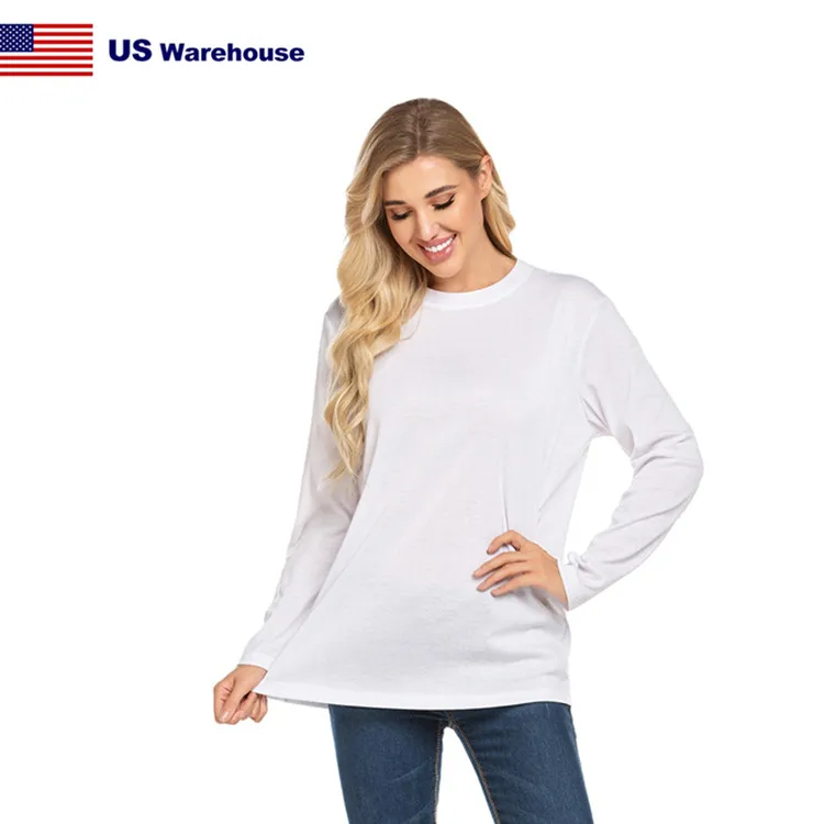

Polyester Spandex USA STOCK long sleeve Loose O-neck graphic cute tops 90s clothing womens shirt 2020 for ladies