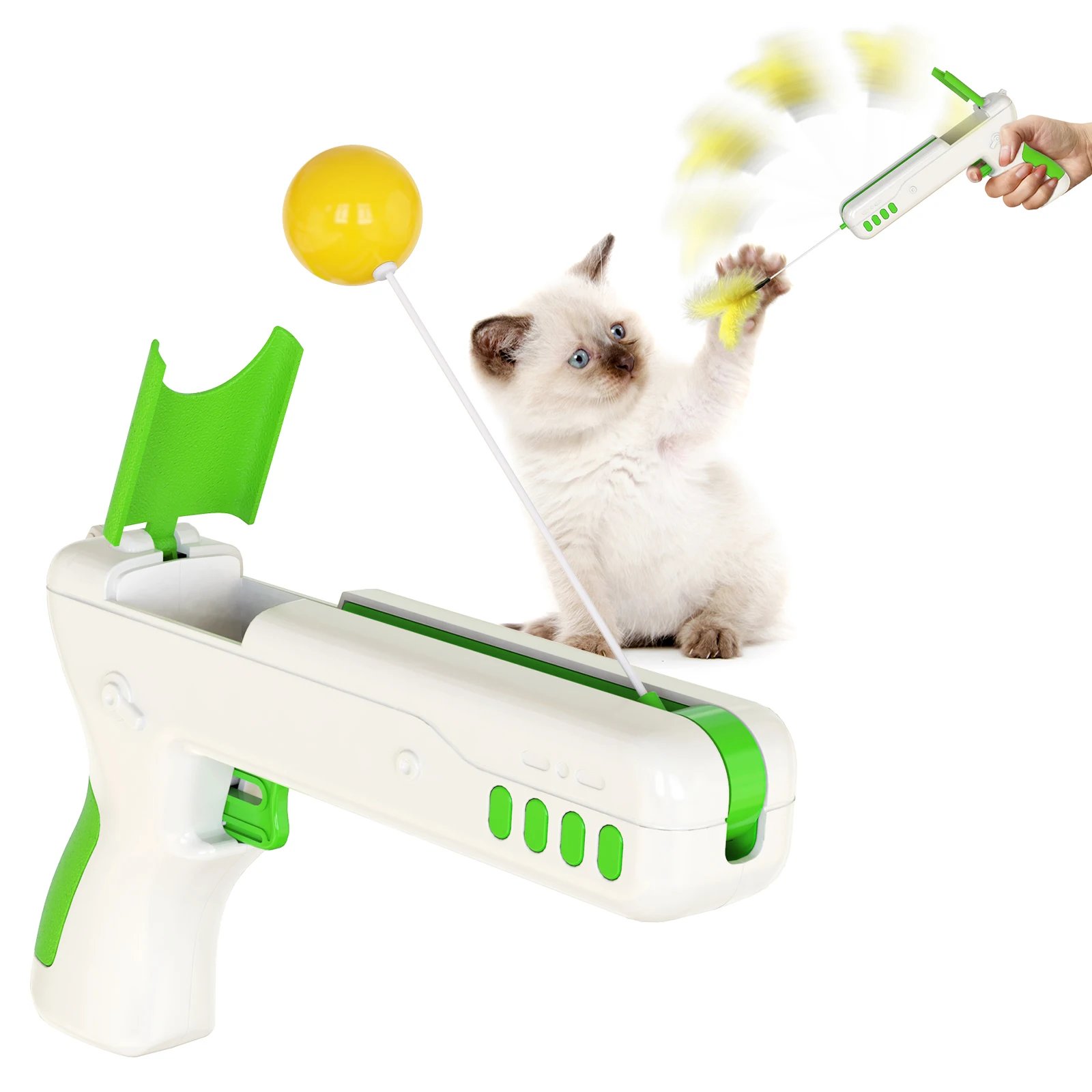 

Factory Direct Creative Pet Cat Training Interactive Amusement Plate Feather Cat Toys Pet Ball Toy, Picture shows