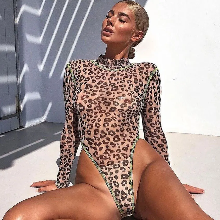 

FS3505A hot sale leopard print bodysuit 2021 new female clothing