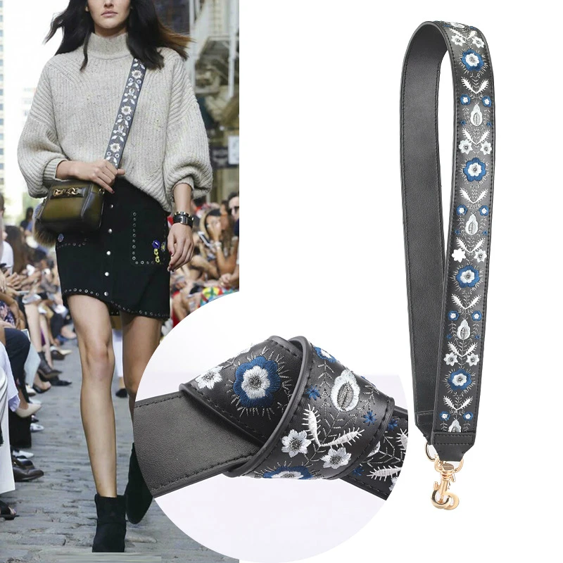 

Wholesale Embroidery Bag Strap Fashion Bag Belt Accessories leather Handbag Strap, Picture