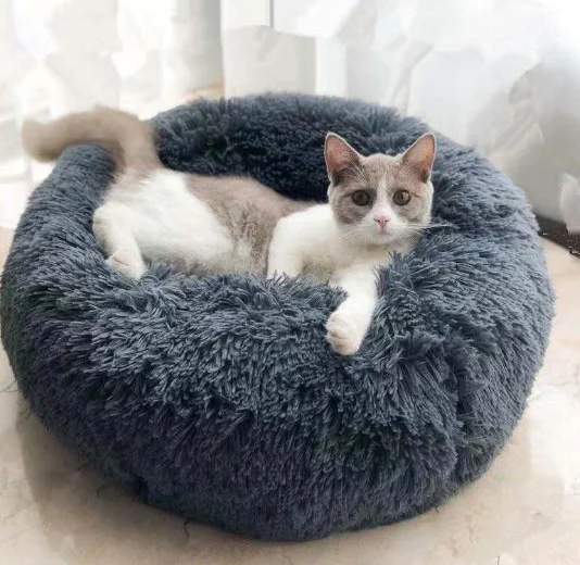 

Sleeping Cozy Kitty Teddy Kennel Cat Cushion Bed Pet Beds Cozy Fur Donut Cuddler Dog Bed dog supplies, The pet bed can customzed on your requirement