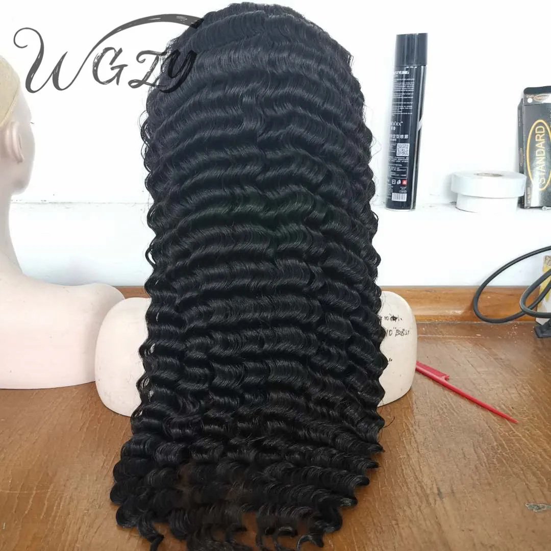 

Wholesale 150% Density Natural Color Virgin Remy Human Hair deep wave long Lace Front Wigs 13*4 13*6 Dropshiping wig