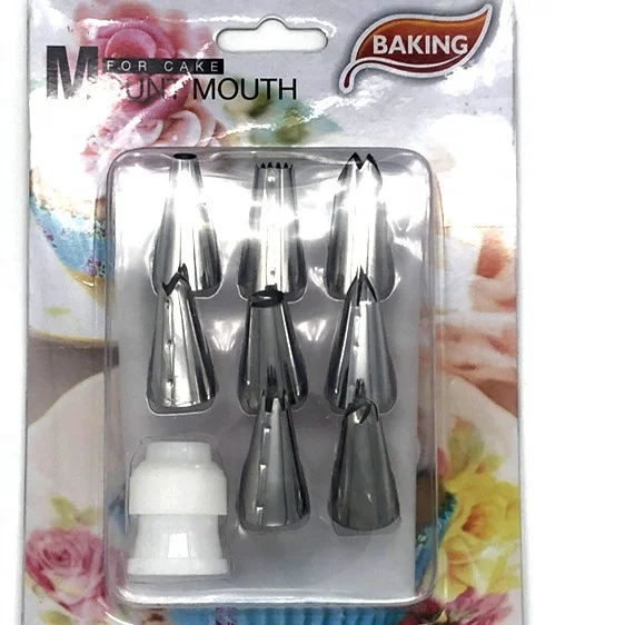 

Amazon Hot Sale Cake Decorating Tools 10pcs Kitchen Accessories Stainless Steel Cake Decorating Set Cake Piping Nozzles Sets