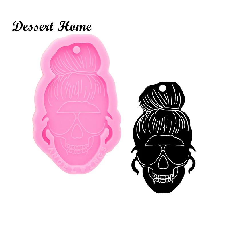 

DY0795 DIY Super Shiny Skull head woman Silicone Mold for Keychain - Resin Craft epoxy Molds - DIY Resin jewelries Mould, Pink