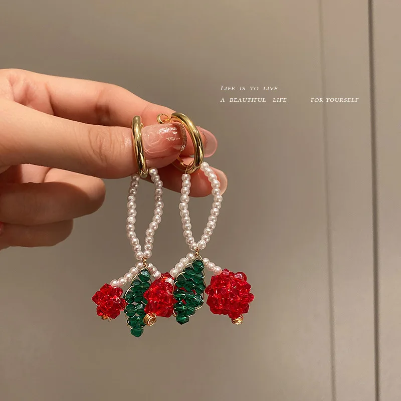 

fashion clip on crystal flower long earrings