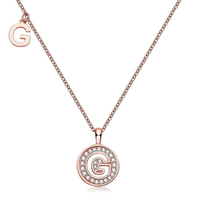 

SGARIT best Fashion hawaiian Jewellery letter Alphabet G 925 Silver Rose Gold Plated 0.23Ct Moissanite Necklaces Jewelry in bulk