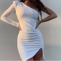 

latest design sexy women irregular dresses one shoulder girls clothing long sleeve dress ladies apparel