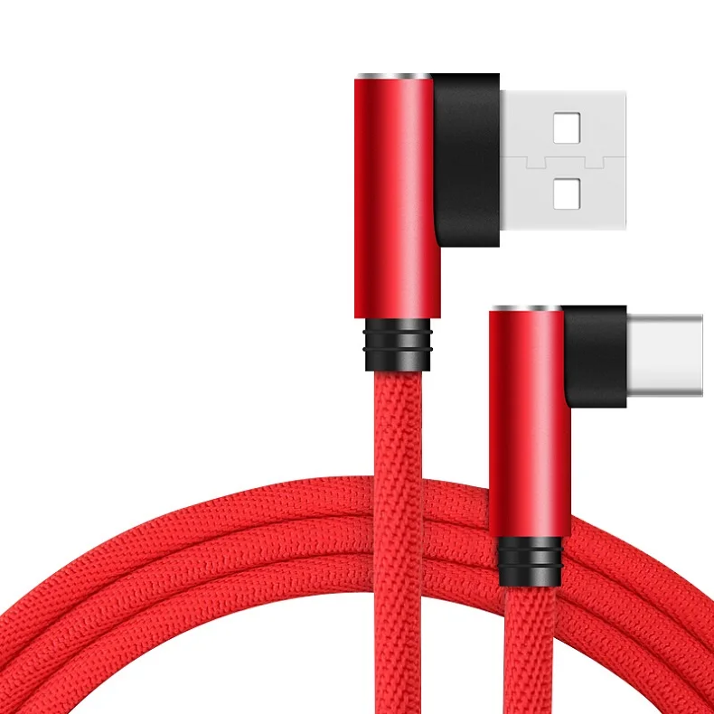 

SOCW Fashion 90 Degree Usb Cable Braided Fast Charging Cable Type c Data Cables for iPhone, Customized color