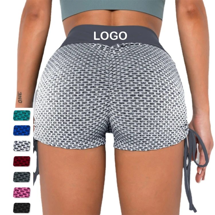 

AOLA Grid short Tights Yoga Shorts Women Seamless High Waist Leggings Breathable Gym Fitness Push Up Clothing Girl Yoga Shorts, Picture shows