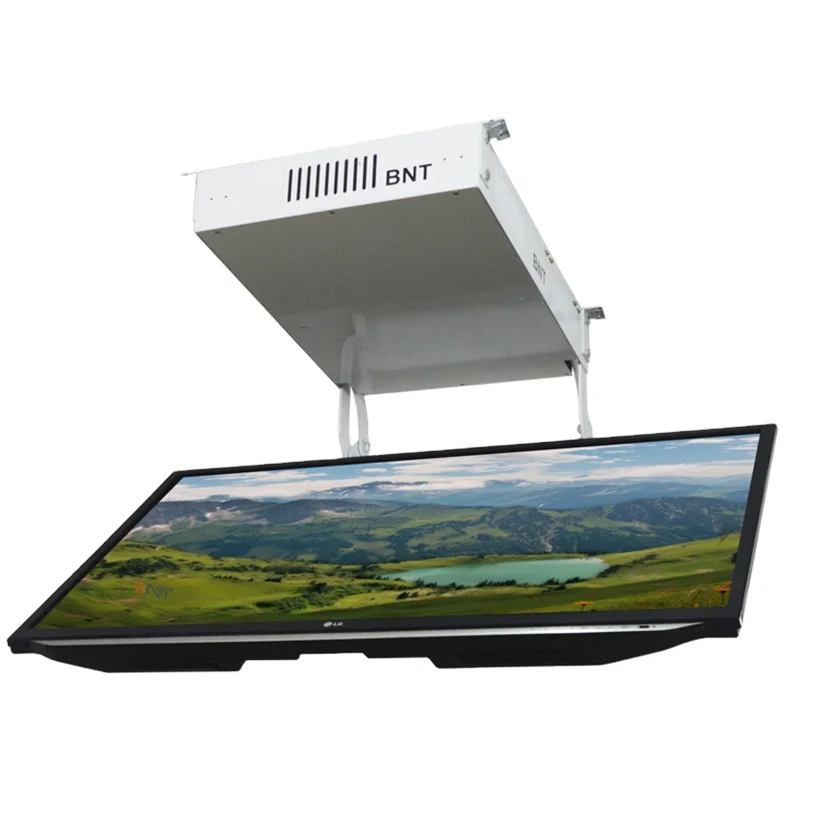 

BNT Eversion flat tv motorized ceiling flip device motorized flip down ceiling tv mount, White