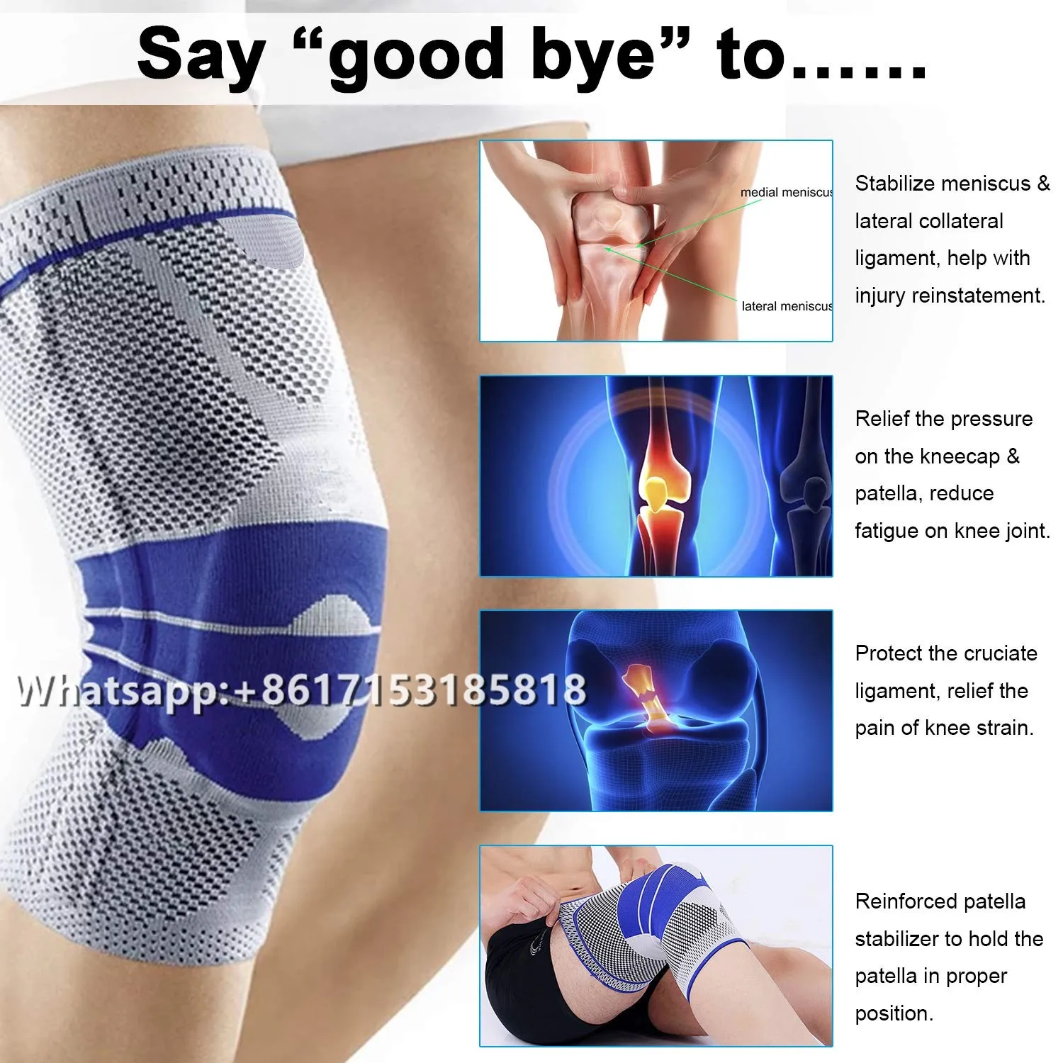3d Weaving Silicone Knee Pads Supports Brace Volleyball Basketball