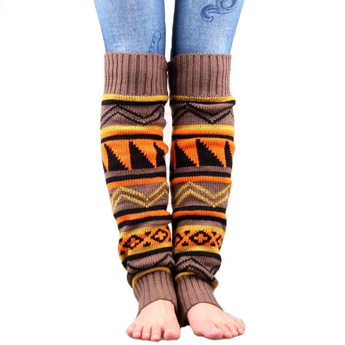 

Wholesale Boho Knit Over Knee Leg Warmers High Long Footless Socks Winter Knitted Leg Warmer For Woman, 2 color