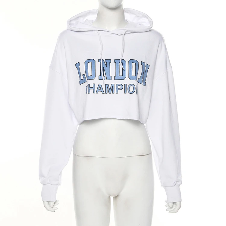 

wholesale custom long sleeve sweatshirts hoody pullover women crop top hoodies