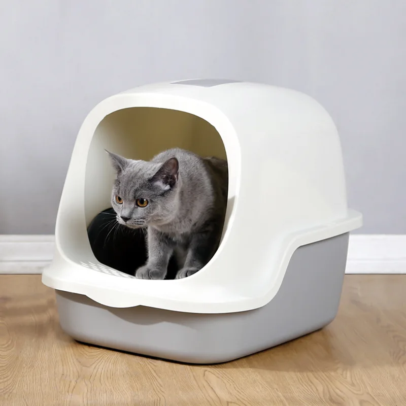 

Fully Enclosed Large Size Large Opening Cat Litter Box Simple Assembly Pet Cat Litter Box, Pink,blue,grey