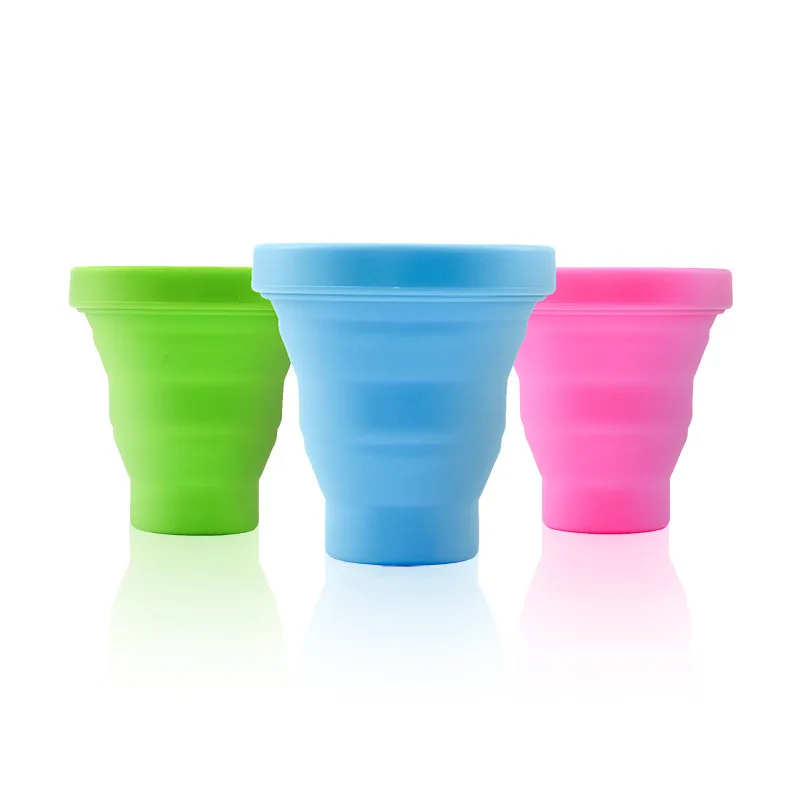 

170ml Food Grade Silicone Cheap Silicone Brushing Cup Foldable Water Cup Portable Drinking Cup Wholesale, Grey, mint, fruit green, yellow, blue, pink, etc.