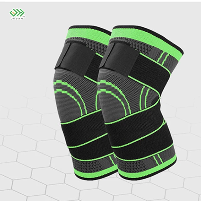 

JOGHN OEM ODM Fitness Running Cycling Knee Support Braces Sport Compression Protection Compression Sleeve Elbow Knee Pad, Orange/green/black