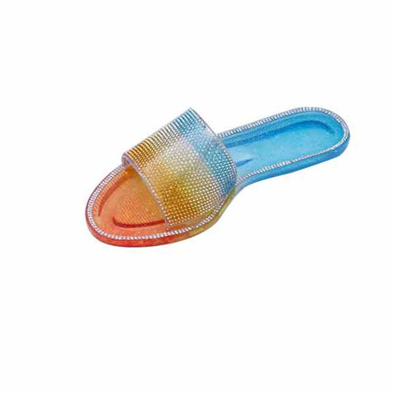 

2021 Summer Rainbow Candy Transparent Slippers Diamond Jelly Sandals, Picture
