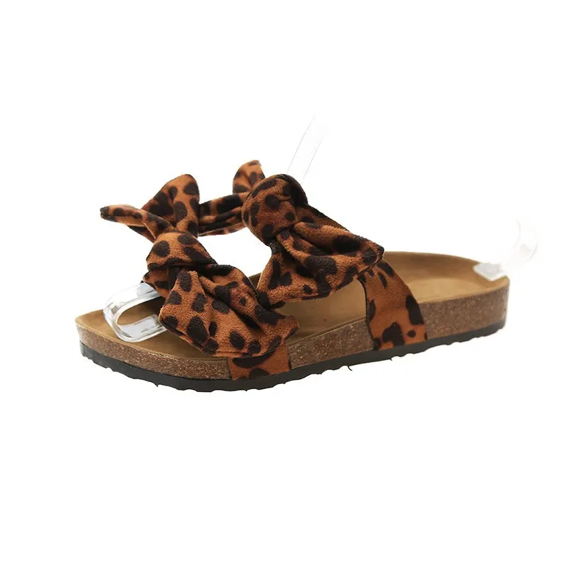 

2021 New Arrival Summer Beach Casual Slippers Woman Plus Size Bowknot One Font Solid Color Ankle Strap Ladies Flat Slippers