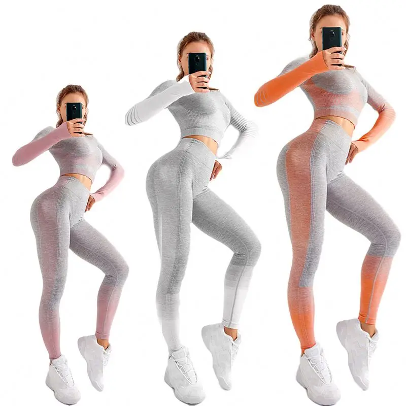 

Ombre Fitness Sets Seamless Suit Yoga Set Long Sleeve