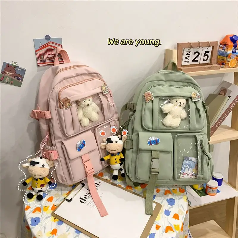 

Ins hot selling Cute nylon bag hiking school backpacks trend school bags for teenagers middle book bagpack school, 5 colors