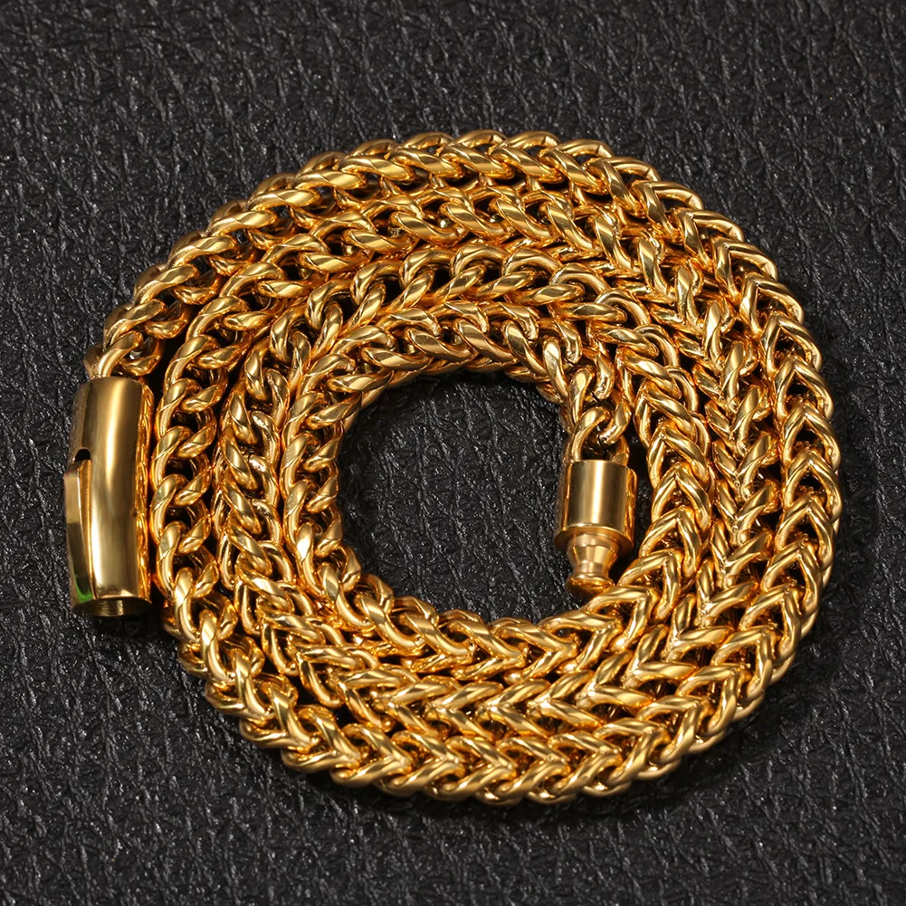 

6-8mm Mens Franco Chain Necklace Bracelet Stainless Steel Hip Hop Chain Male