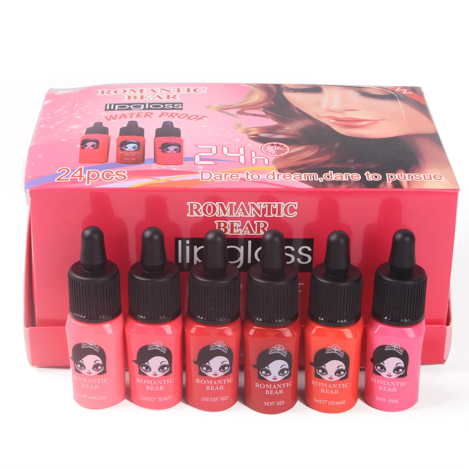 

Ready To Ship Romantic Bear 6 colors Cheaper Milk bottle shape Waterproof Long Lasting Lip tint