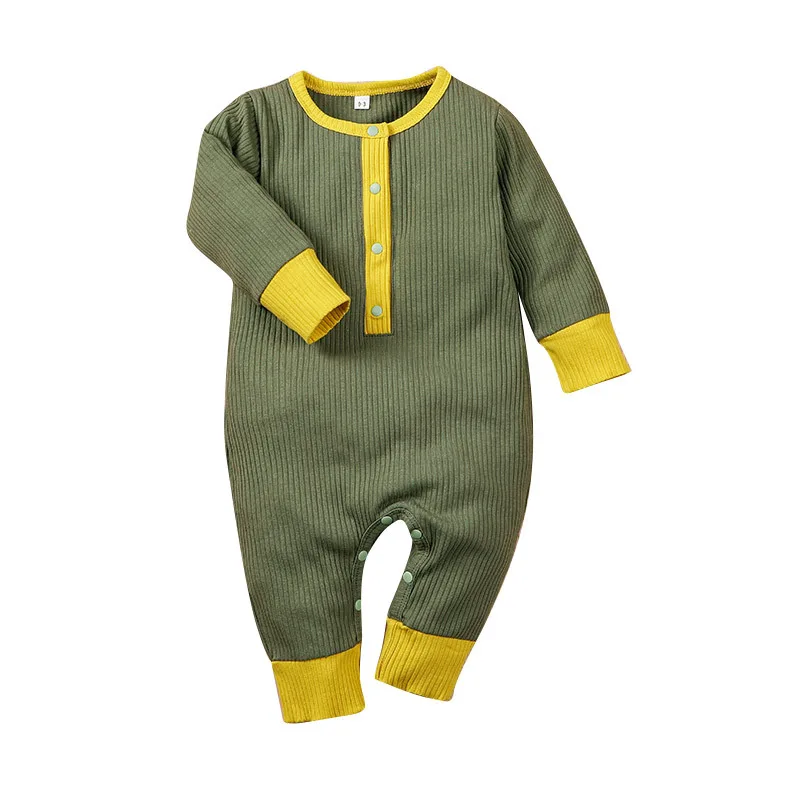 

2021 Baby Spring Autumn Clothing Newborn Infant Baby Boy Girl Cotton Ribbed Jumpsuit Solid Clothes Warm Outfit, As pic shows, we can according to your request also