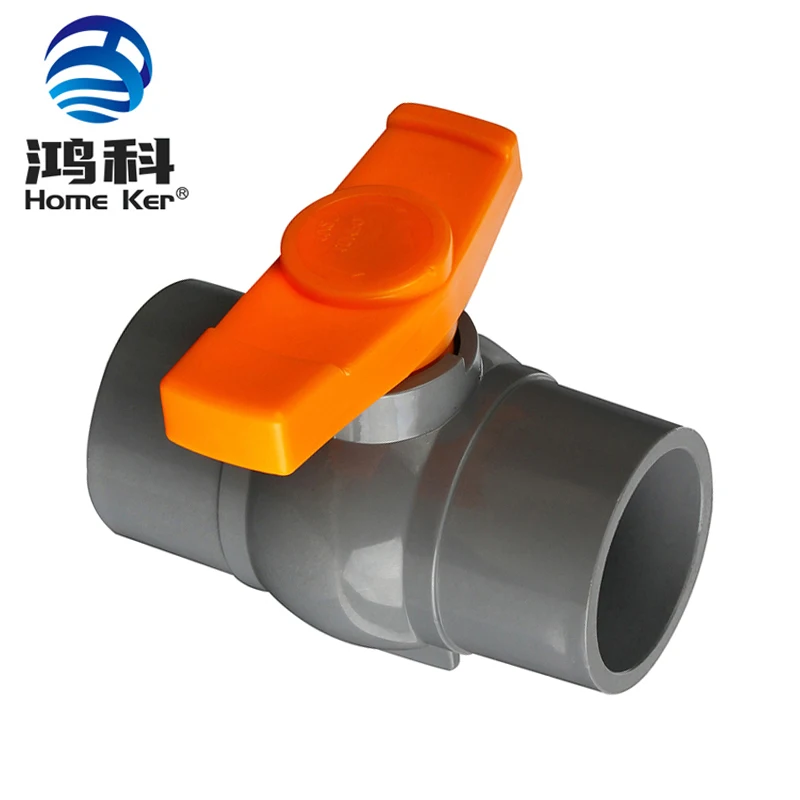 

China Wholesale Price Plastic High Quality Grey Body Ball Valve With Pedestal 1/2"-4" Plastic PVC/UPVC Ball Valve, Grey body , orange handle