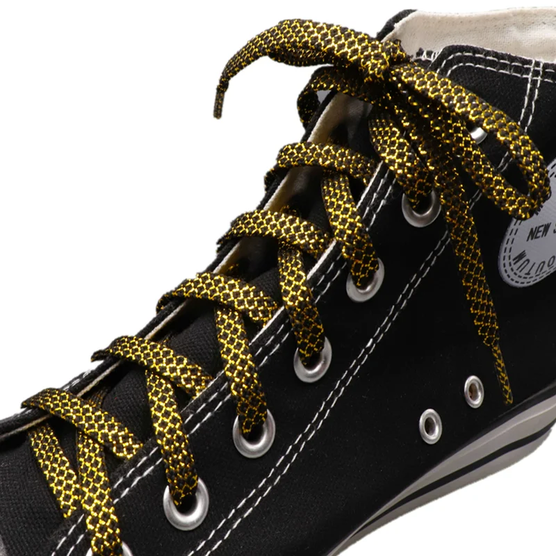 

Weiou Professional Manufacturer Lace Brand New Gold And Silver Draw Cord metallic Mesh black Shoelaces With Great Price, Customized pantone color+grey 3m