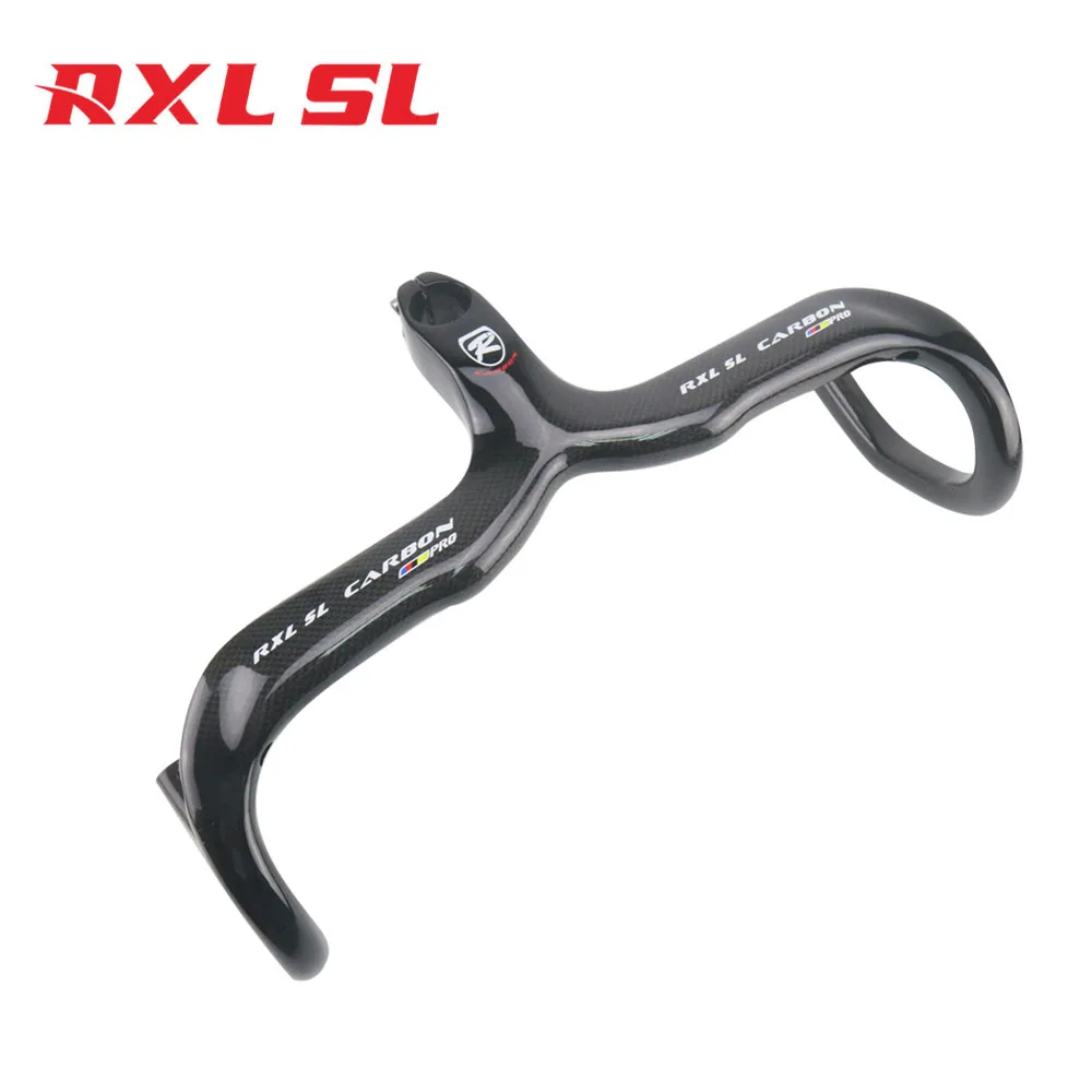 

RXL SL Bicycle Handlebar Full Carbon Stem Integrated Handlebar Road 28.6mm 3K Glossy Stem Length 90/100/110/120mm, Red/black