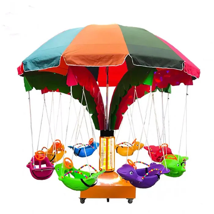 

6/8/10/12 Seats Battery Coconut Tree Swing Fish Rides Kids Flying Fish Rides Remote Control, Customized or random