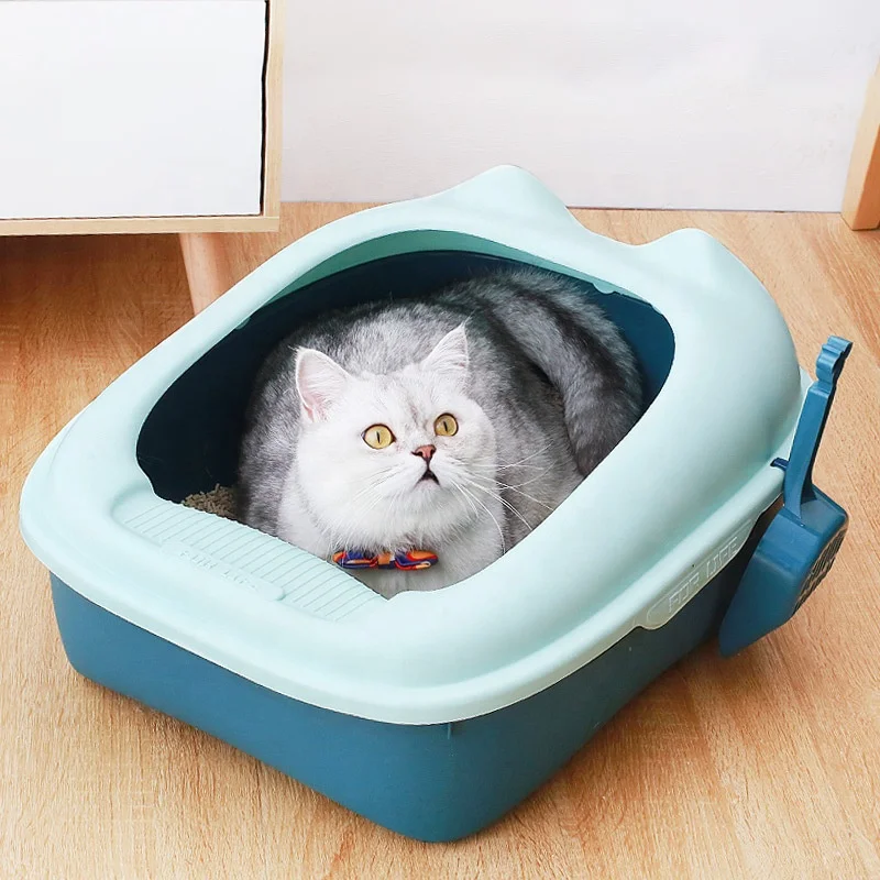 

Factory Supply Plastic Cats Toilet Cat Litter Box, As showing