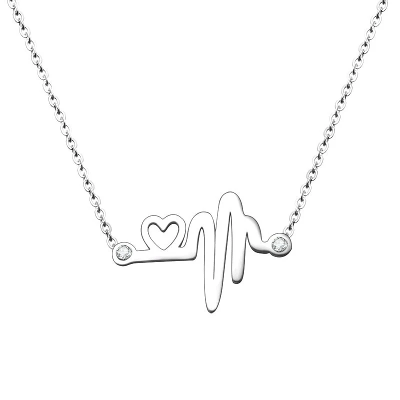 

Silver Color New Heart Clavicle Necklace Titanium Steel Jewelry Necklace For Women Stainless Steel Necklace BSP252