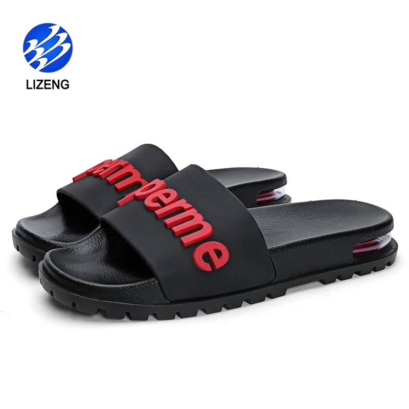 

Chinese Factory Wholesale Soft Strap Soft Sole Beach Low Quantity Stock Flip Flop Slides Slippers For Men, White , black , green , pink