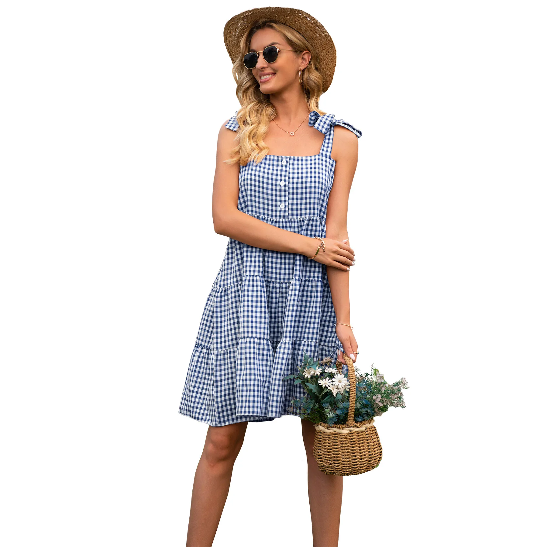 

European and American women's summer fresh and sweet skirt suspender dress
