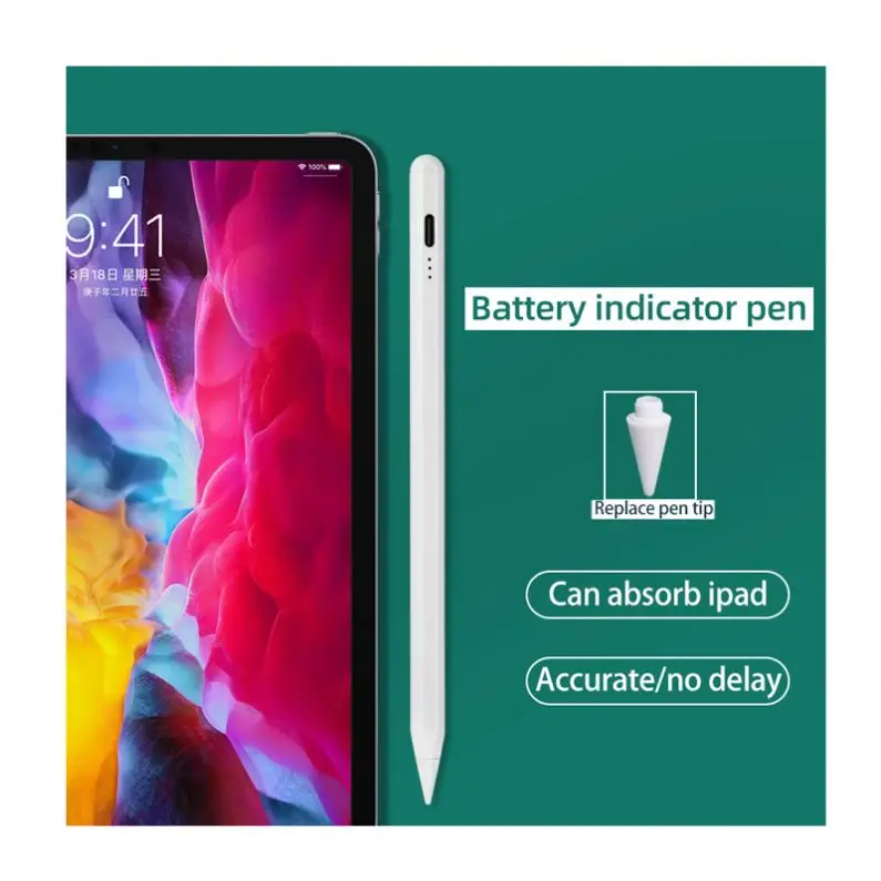 

Factory Wholesale Digital Aluminum Metal Capacitive Touch Active Stylus S Pen Pencil with Custom Logo for iPad iPad Pro Tablet, White
