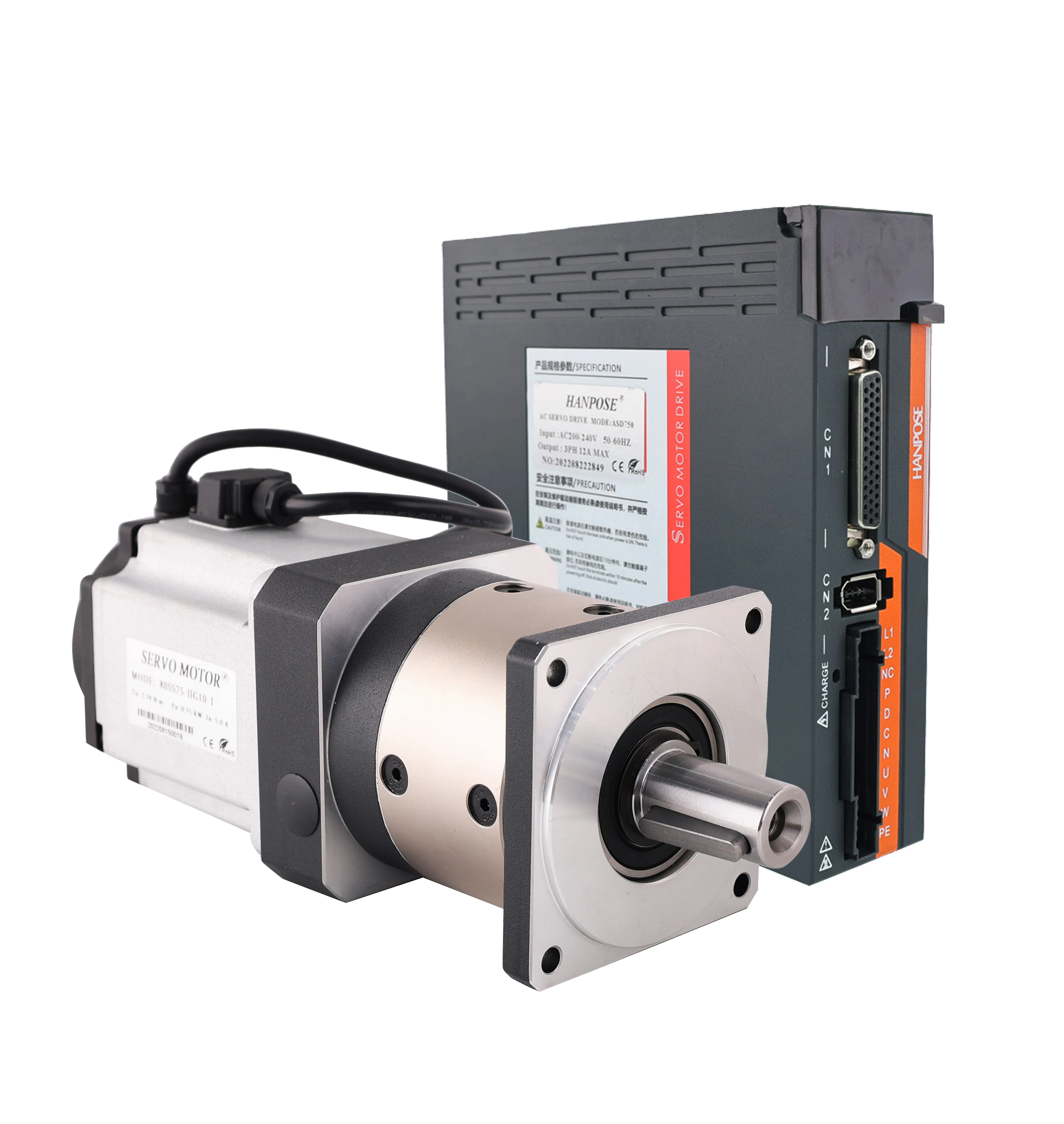 

HANPOSE 2.39N.m 80SS75-HG10-1 ASD275 gear ac Servo Motor High precision planetary reducer controller 750W ac servo motor drive