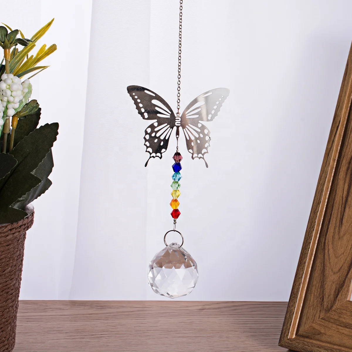 

Butterfly Crystal Prisms Pendant Window Ball Pendants Maker Hanging for Car Home Office Garden Decoration